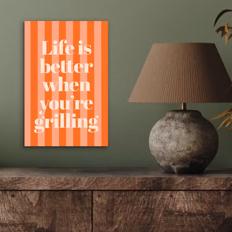 Tekst - Gestreept - Oranje - Zomer aluminium wit klein -sfeer2