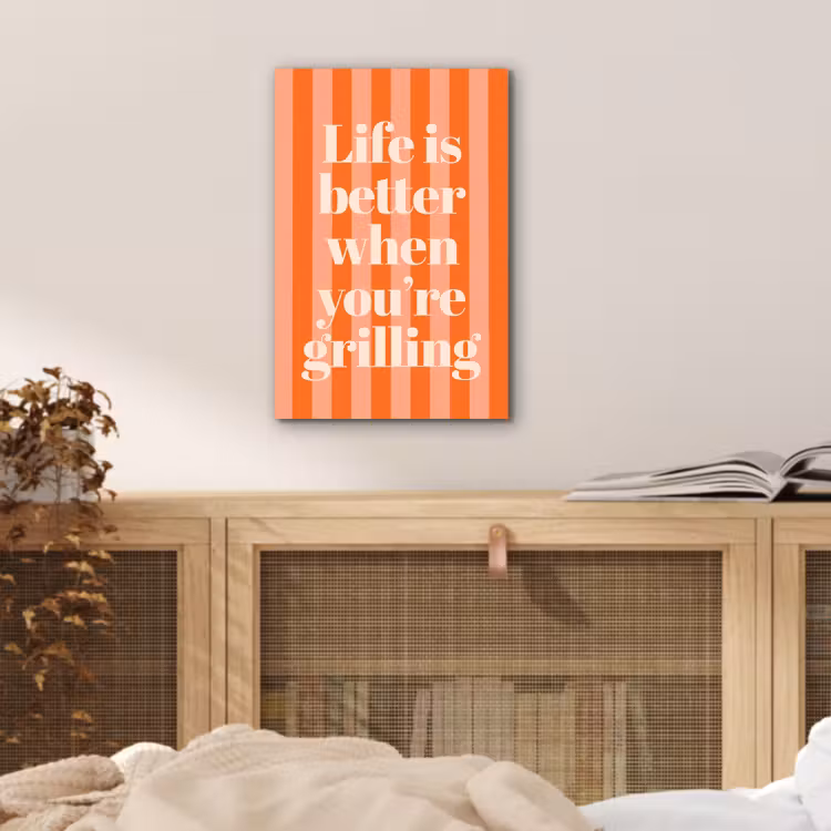 Tekst - Gestreept - Oranje - Zomer aluminium wit klein -sfeer3