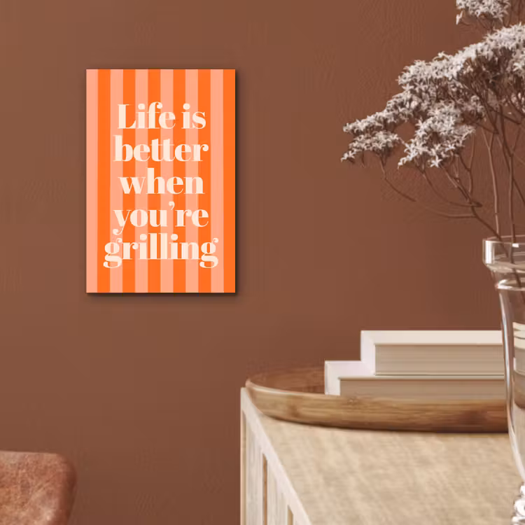 Tekst - Gestreept - Oranje - Zomer aluminium wit klein -sfeer4
