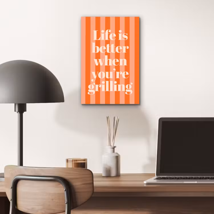 Tekst - Gestreept - Oranje - Zomer aluminium wit klein -sfeer5