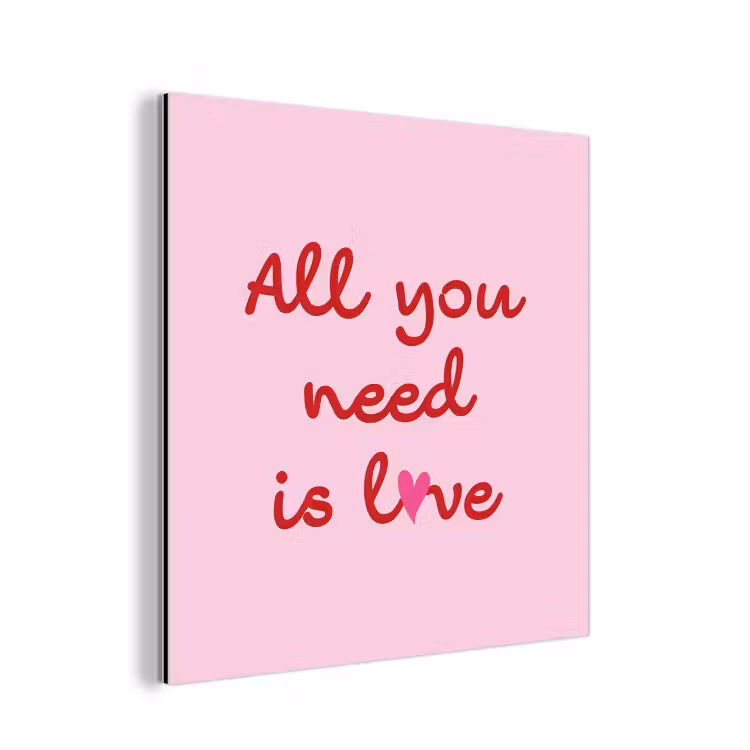 Tekst - Roze - Love - Hart aluminium wit klein -3d