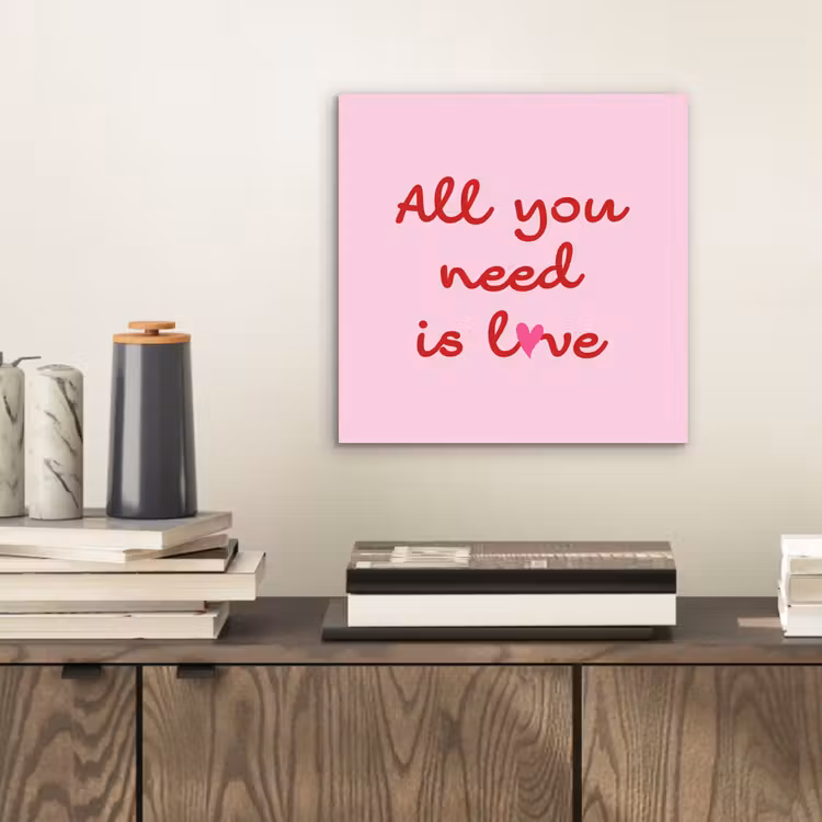 Tekst - Roze - Love - Hart aluminium wit klein -sfeer1