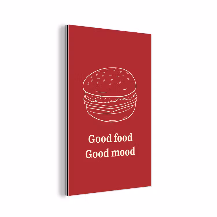 Dieprood - Lijntekening - Tekst - Hamburger aluminium wit klein -3d