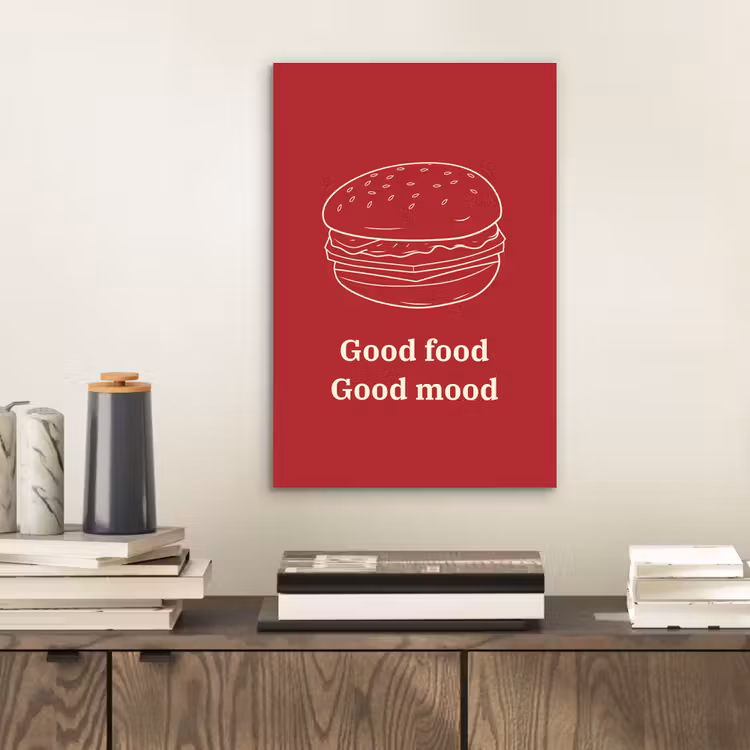 Dieprood - Lijntekening - Tekst - Hamburger aluminium wit klein -sfeer1