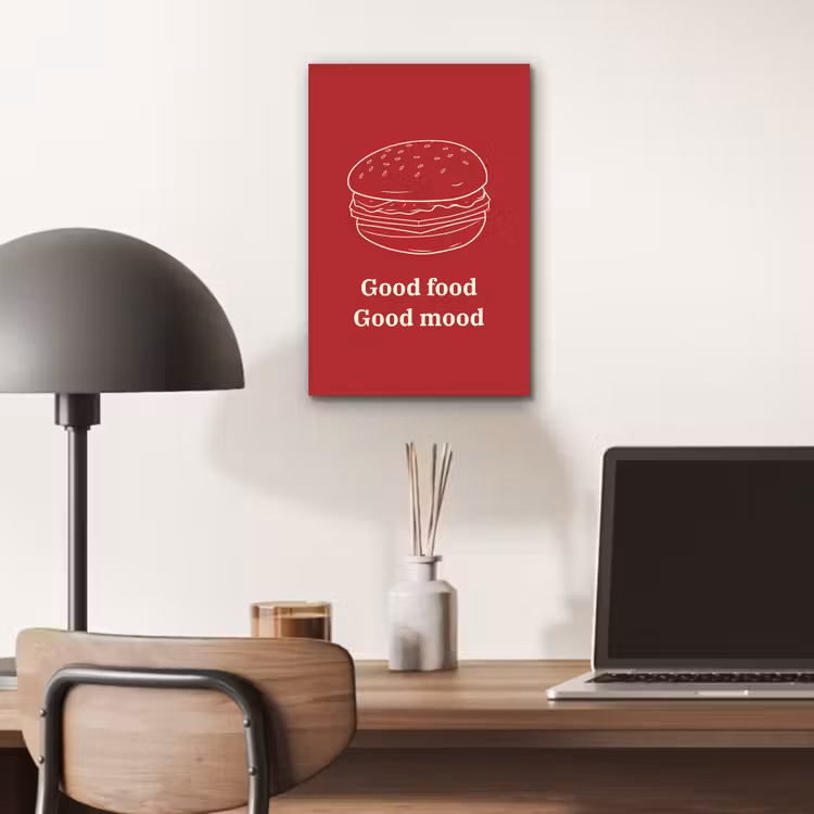 Dieprood - Lijntekening - Tekst - Hamburger aluminium wit klein -sfeer5