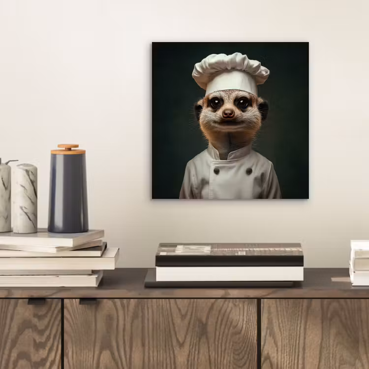 Dier - Kok - Stokstaartje aluminium wit klein -sfeer1