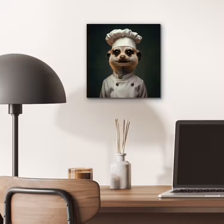 Dier - Kok - Stokstaartje aluminium wit klein -sfeer5