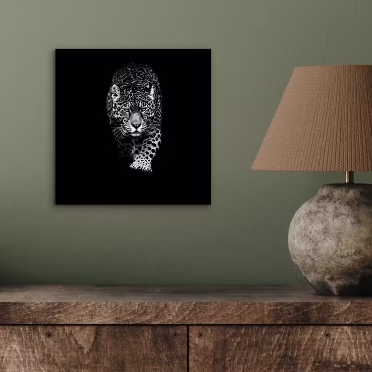 Dieren - Zwart - Luipaard - Wit - Wild aluminium wit klein -sfeer2