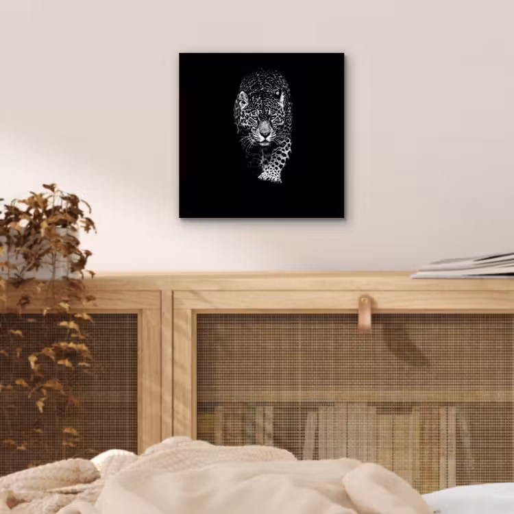 Dieren - Zwart - Luipaard - Wit - Wild aluminium wit klein -sfeer3
