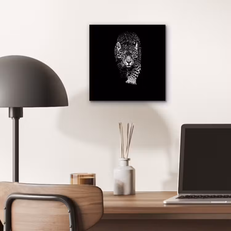 Dieren - Zwart - Luipaard - Wit - Wild aluminium wit klein -sfeer5