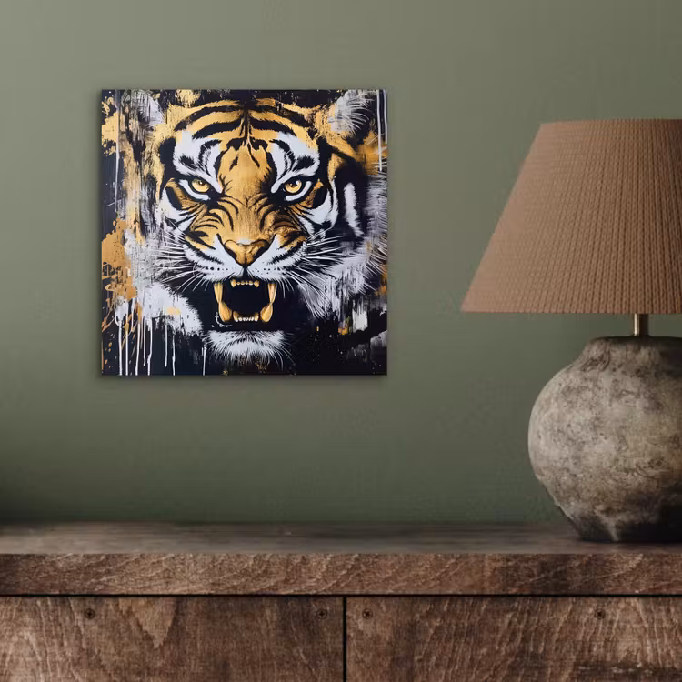Tijger - Verfspatten - Goud aluminium wit klein -sfeer2