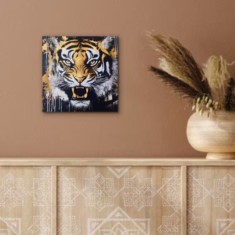 Tijger - Verfspatten - Goud aluminium wit klein -sfeer4