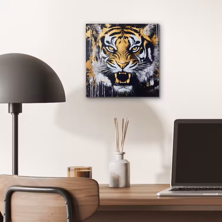 Tijger - Verfspatten - Goud aluminium wit klein -sfeer5