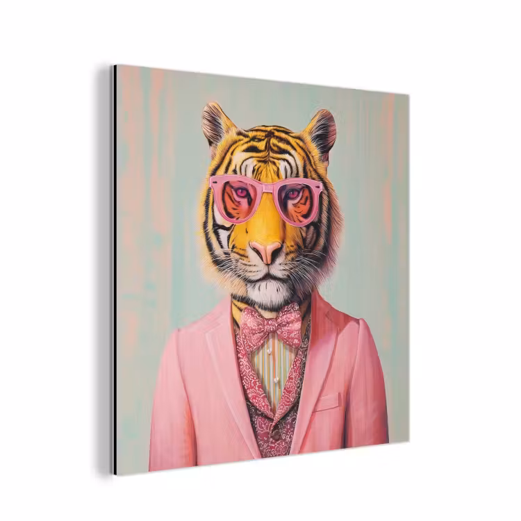 Tijger - Strik - Jasje - Roze aluminium wit klein -3d