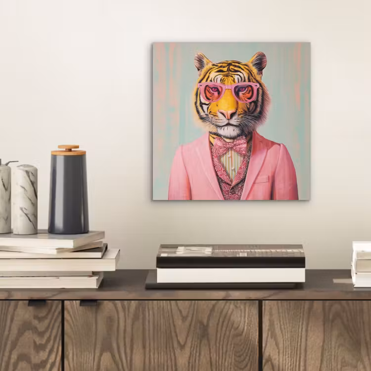 Tijger - Strik - Jasje - Roze aluminium wit klein -sfeer1