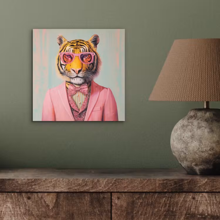 Tijger - Strik - Jasje - Roze aluminium wit klein -sfeer2