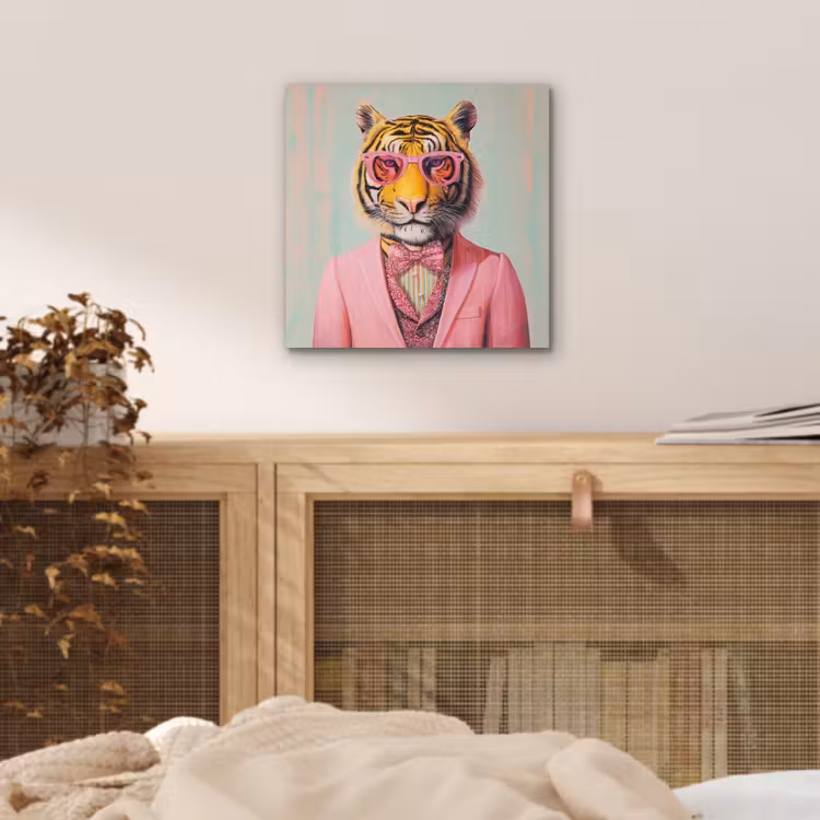 Tijger - Strik - Jasje - Roze aluminium wit klein -sfeer3