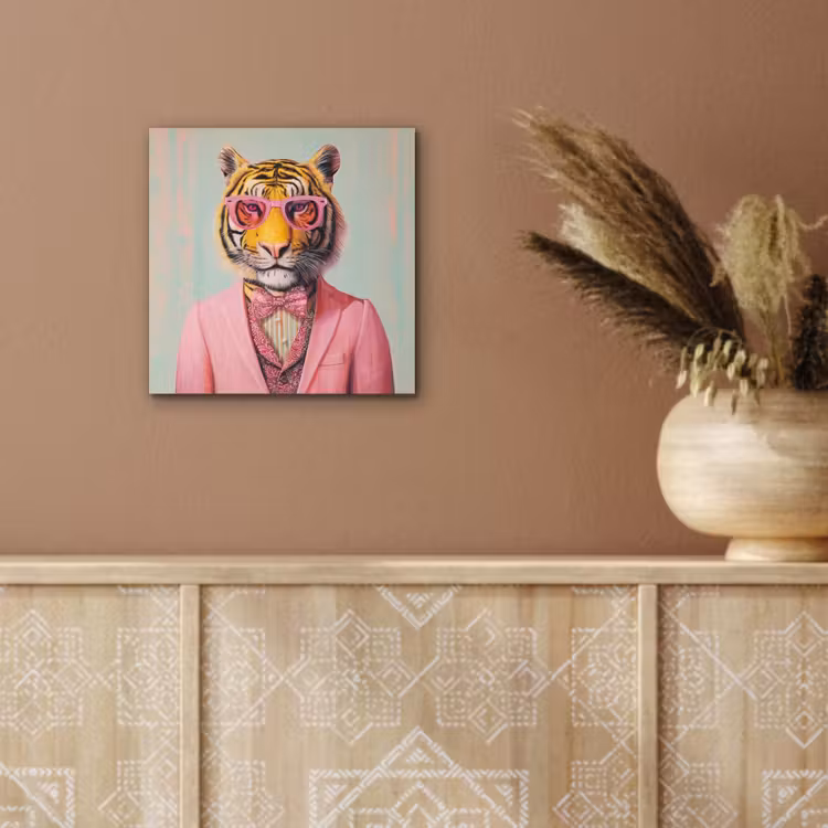 Tijger - Strik - Jasje - Roze aluminium wit klein -sfeer4