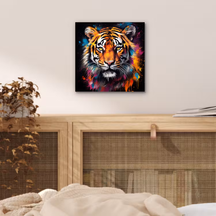 Tijger - Graffiti - Dieren - Zwart aluminium wit klein -sfeer3