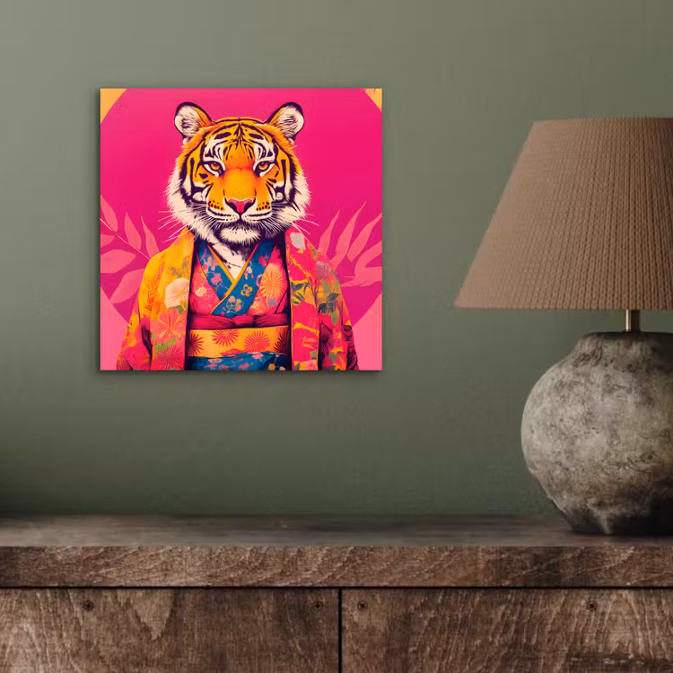 Tijger - Kimono - Planten - Roze aluminium wit klein -sfeer2