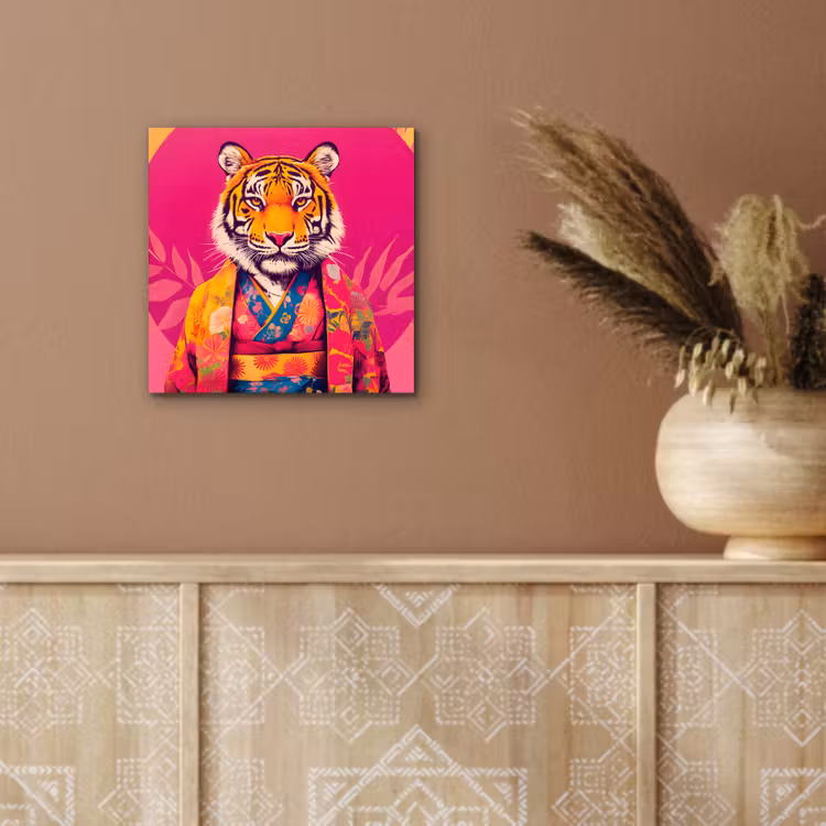 Tijger - Kimono - Planten - Roze aluminium wit klein -sfeer4