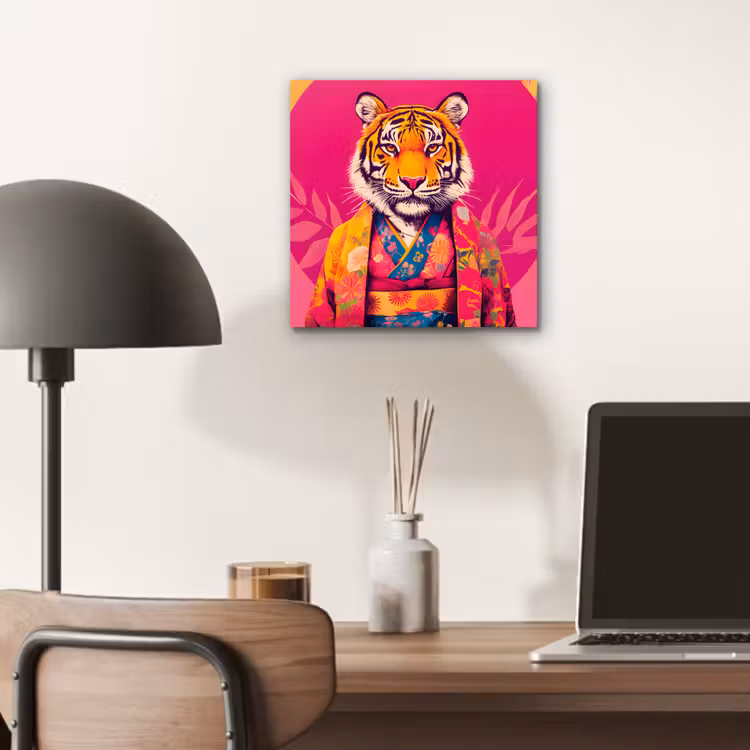 Tijger - Kimono - Planten - Roze aluminium wit klein -sfeer5