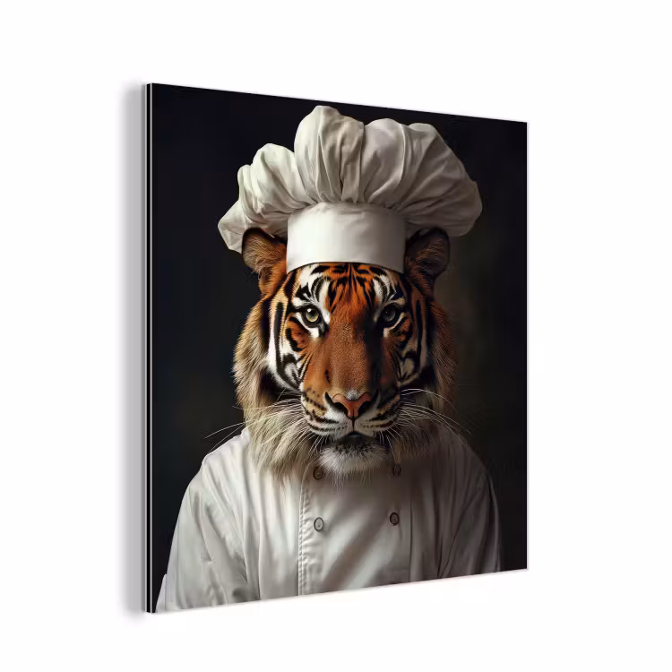Tijger - Kokskleding - Bruin aluminium wit klein -3d