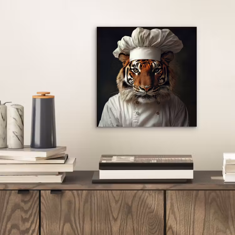 Tijger - Kokskleding - Bruin aluminium wit klein -sfeer1