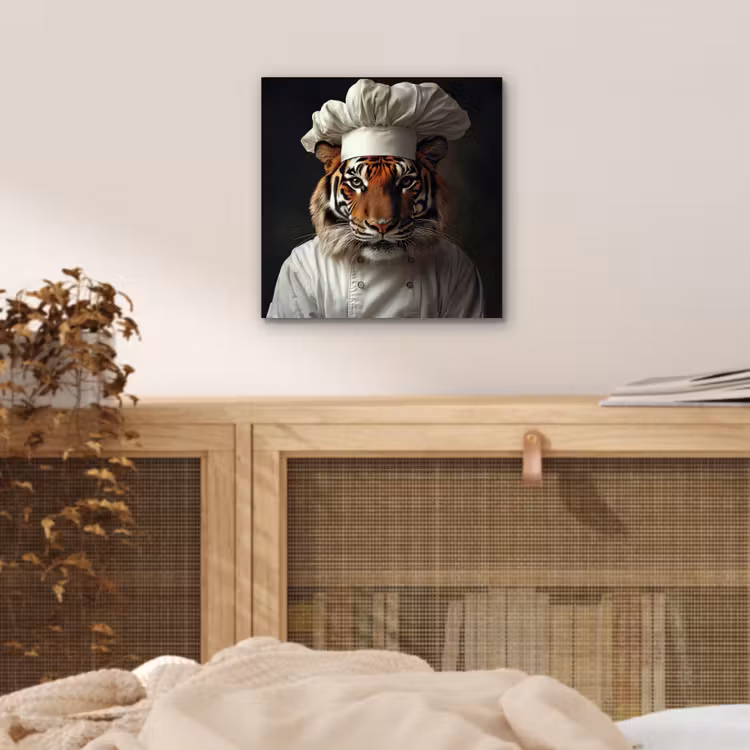Tijger - Kokskleding - Bruin aluminium wit klein -sfeer3