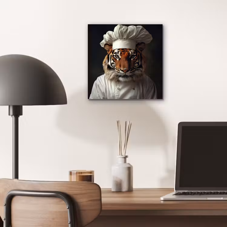 Tijger - Kokskleding - Bruin aluminium wit klein -sfeer5