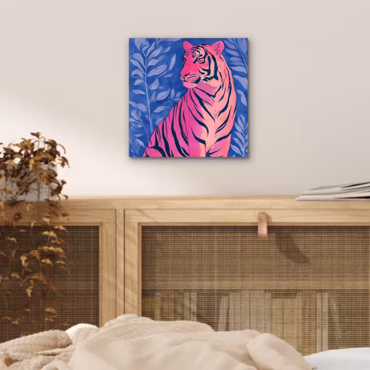 Tijger - Roze - Bladeren - Jungle aluminium wit klein -sfeer3