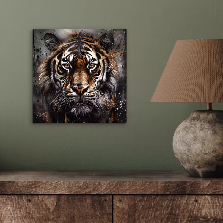 Tijger - Dieren - Portret - Luxe - Zwart aluminium wit klein -sfeer2