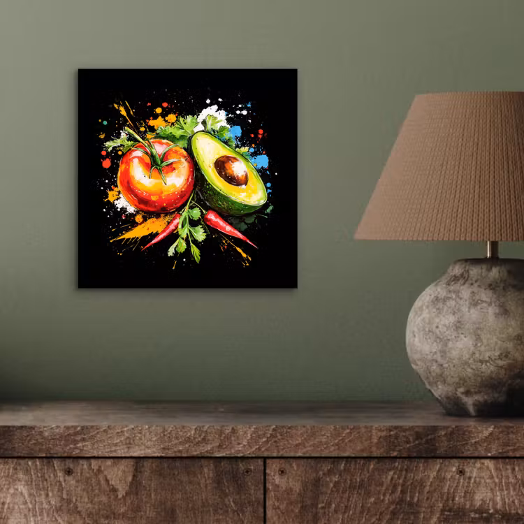 Tomaat - Avocado - Peper - Graffiti - Verf - Modern aluminium wit klein -sfeer2