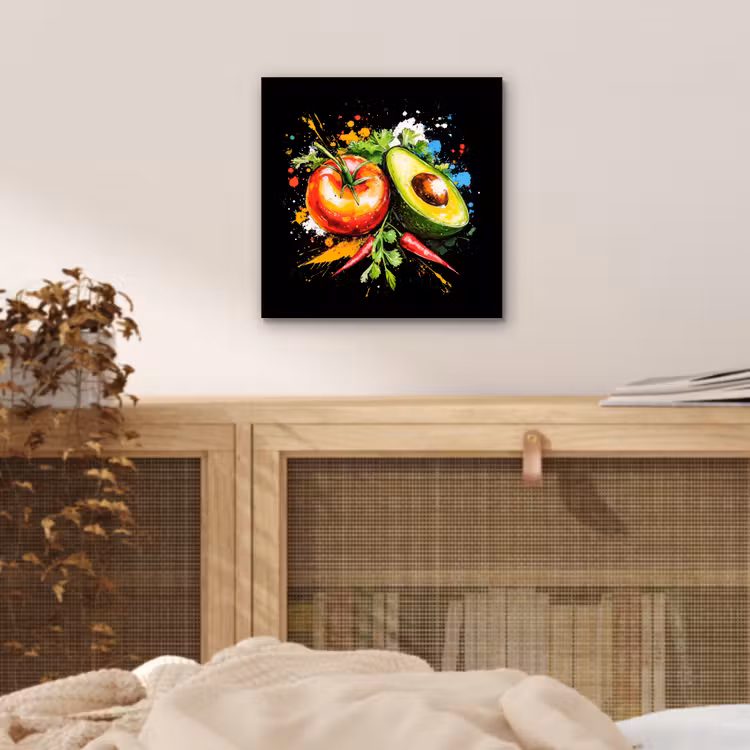 Tomaat - Avocado - Peper - Graffiti - Verf - Modern aluminium wit klein -sfeer3