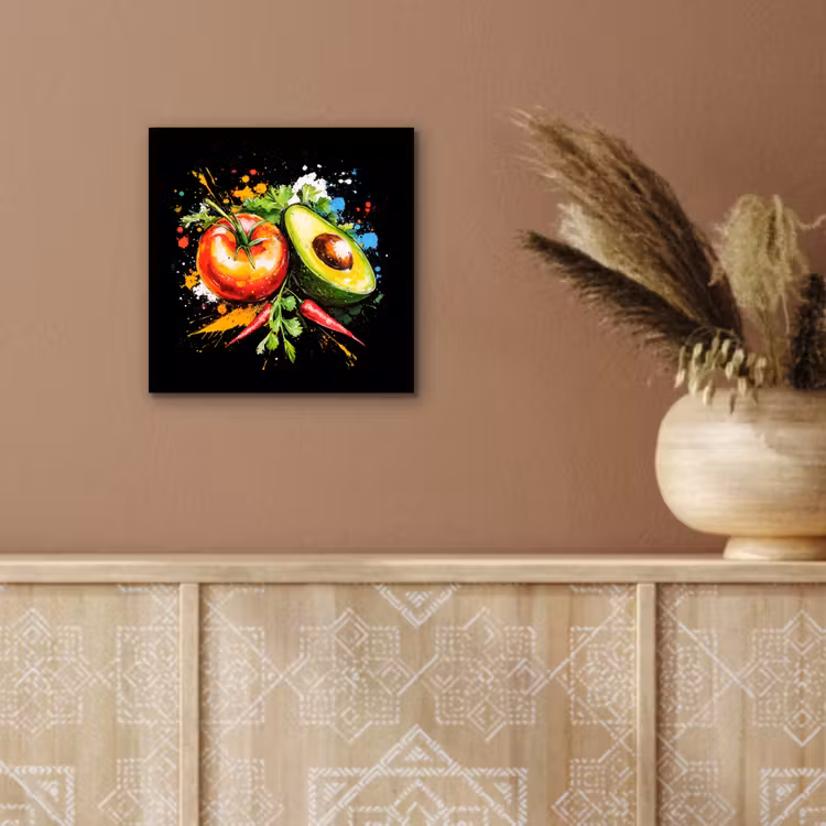 Tomaat - Avocado - Peper - Graffiti - Verf - Modern aluminium wit klein -sfeer4