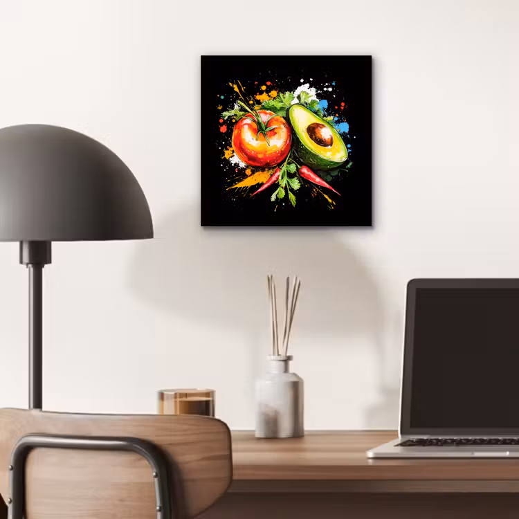 Tomaat - Avocado - Peper - Graffiti - Verf - Modern aluminium wit klein -sfeer5