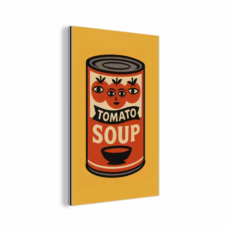 Tomatensoep - Gezichtje - Illustratie - Rood aluminium wit klein -3d