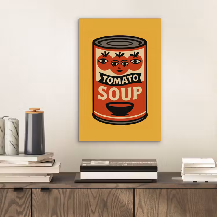 Tomatensoep - Gezichtje - Illustratie - Rood aluminium wit klein -sfeer1