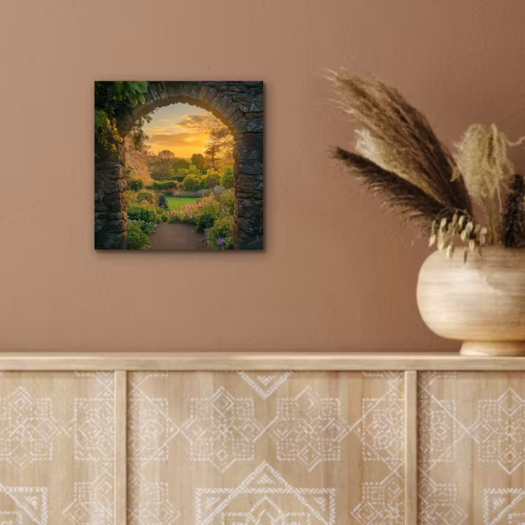 Poort - Planten - Zonsondergang aluminium wit klein -sfeer4