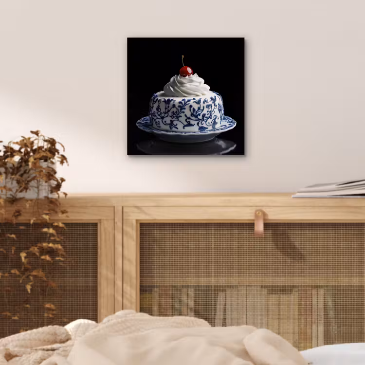 Taart - Slagroom - Kers - Bord - Delfts blauw aluminium wit klein -sfeer3