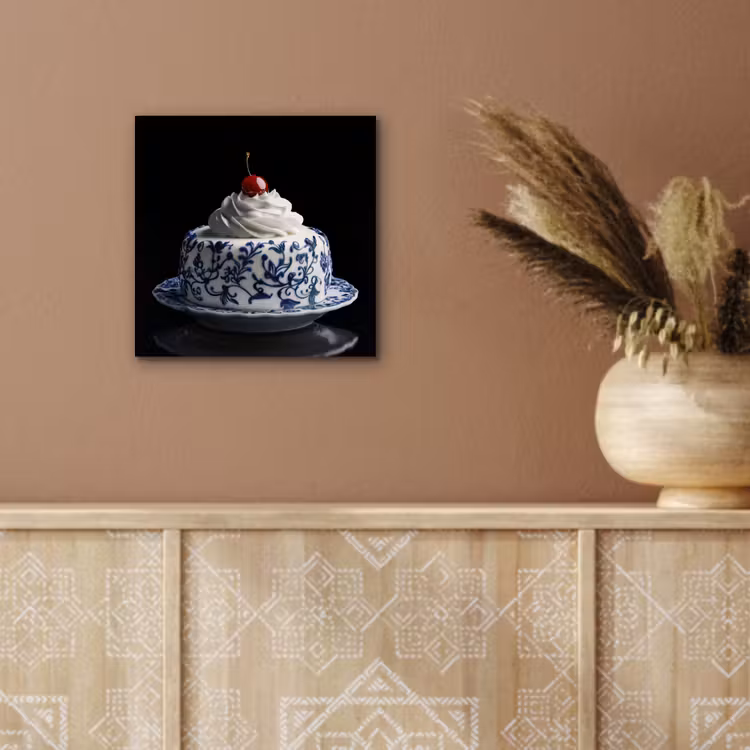 Taart - Slagroom - Kers - Bord - Delfts blauw aluminium wit klein -sfeer4