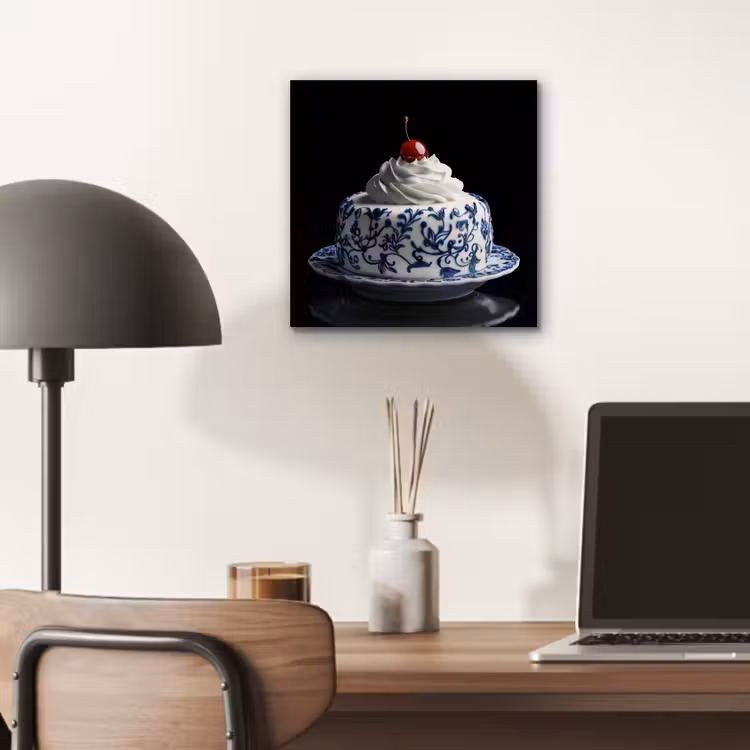 Taart - Slagroom - Kers - Bord - Delfts blauw aluminium wit klein -sfeer5