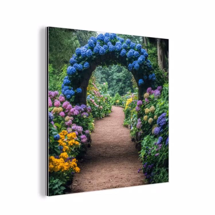 Doorkijk - Bloemen - Hortensia - Pad aluminium wit klein -3d