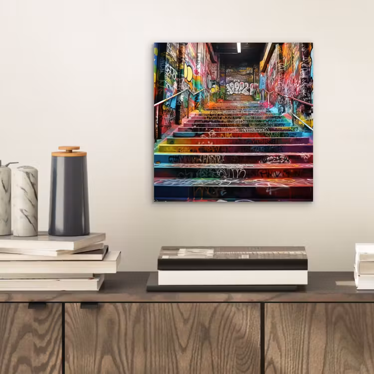 Trap - Graffiti - Kleuren - Kunst aluminium wit klein -sfeer1