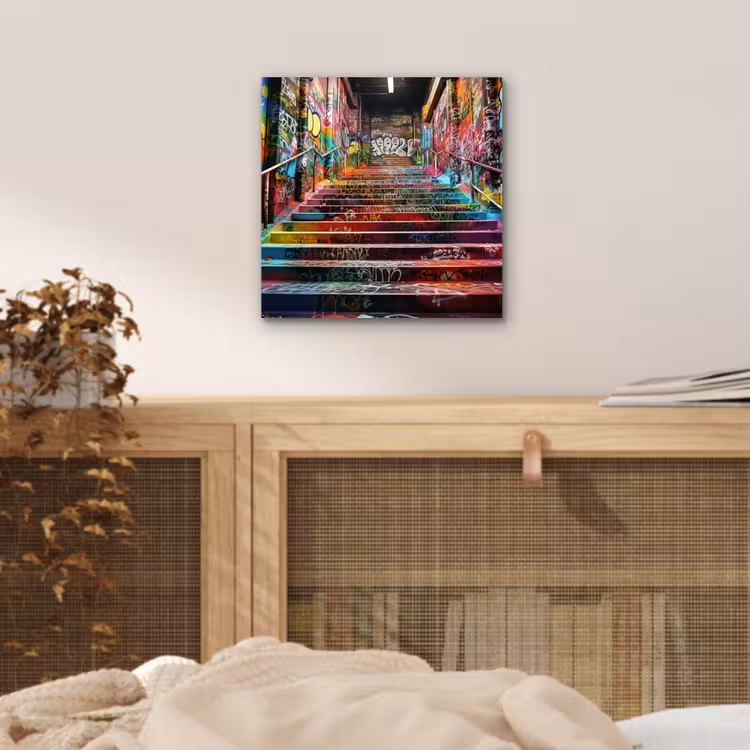 Trap - Graffiti - Kleuren - Kunst aluminium wit klein -sfeer3
