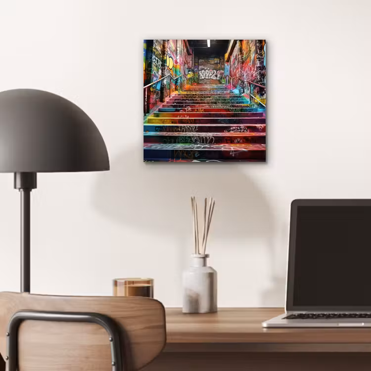 Trap - Graffiti - Kleuren - Kunst aluminium wit klein -sfeer5