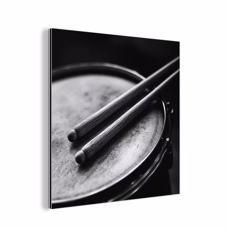 Trommel - Close-up - Drumstokken - Zwart aluminium wit klein -3d