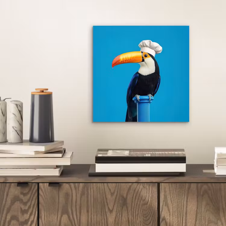 Tucan - Sokkel - Vogel - Koksmuts aluminium wit klein -sfeer1