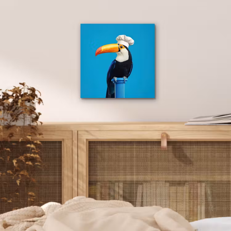 Tucan - Sokkel - Vogel - Koksmuts aluminium wit klein -sfeer3