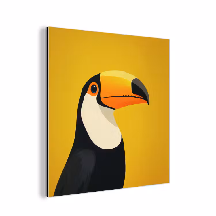 Toekan - Minimalistisch - Snavel - Oranje aluminium wit klein -3d